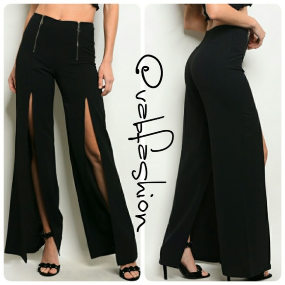 Vabfashion Pants - 🔥HP!🔥🍁 BLACK FRONT SLIT PANTS!🍁